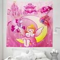 thumbnail image 1 of Pink Tapestry, Girl with Wings Sitting on the Moon Unicorn Castlend the Stars Illustration Print, Fabric Wall Hanging Decor for Bedroom Living Room Dorm, 5 Sizes, Pink, by Ambesonne, 1 of 1