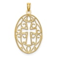 thumbnail image 4 of FJC Finejewelers 10 kt Yellow Gold with Rhodium Beaded Filigree Cross Charm 28 x 16 mm, 4 of 6