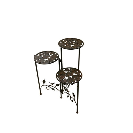 Tier Leaf - Alpine Metal 3-Tier Bird and Leaf Plant Stand, 23 Inch Tall
