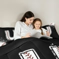 thumbnail image 4 of Manfei Baseball Sport Bedding Comforter Set 7-Piece for Kids Teens, Black White Full Bedding Set, Monogrammed Letter U Fitted Sheet Flat Sheet, Ultra Soft Home Decor, 4 of 8