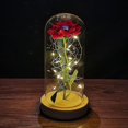 thumbnail image 2 of Florero de rosas, lámpara de mesa de belleza, rosa roja con luz Led, cúpula de cristal, regalo del Día de San Valentín, 2 of 4