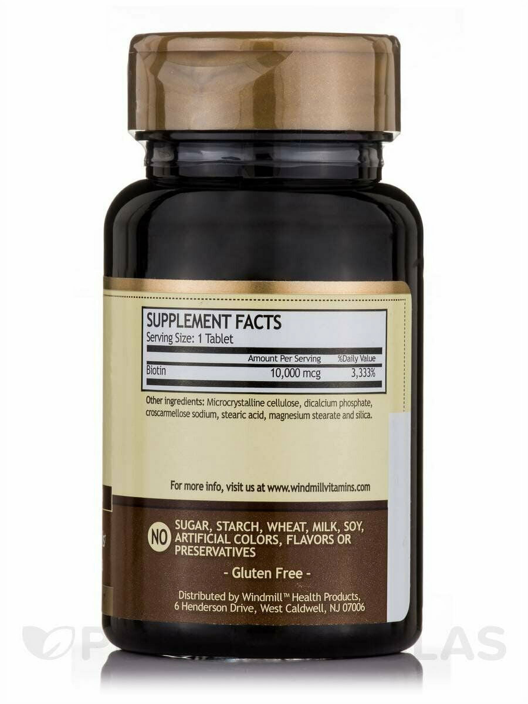 Windmill Natural Vitamins Biotin 10,000 mcg, Maximum Strength, 100 ct, 3 Pack