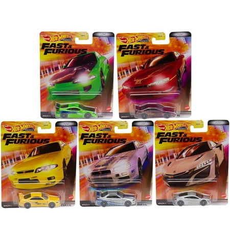 2022 Hot Wheels Retro Entertainment Fast & Furious Premium Set of 5, 1/64 Diecast Model Cars DMC55-957L