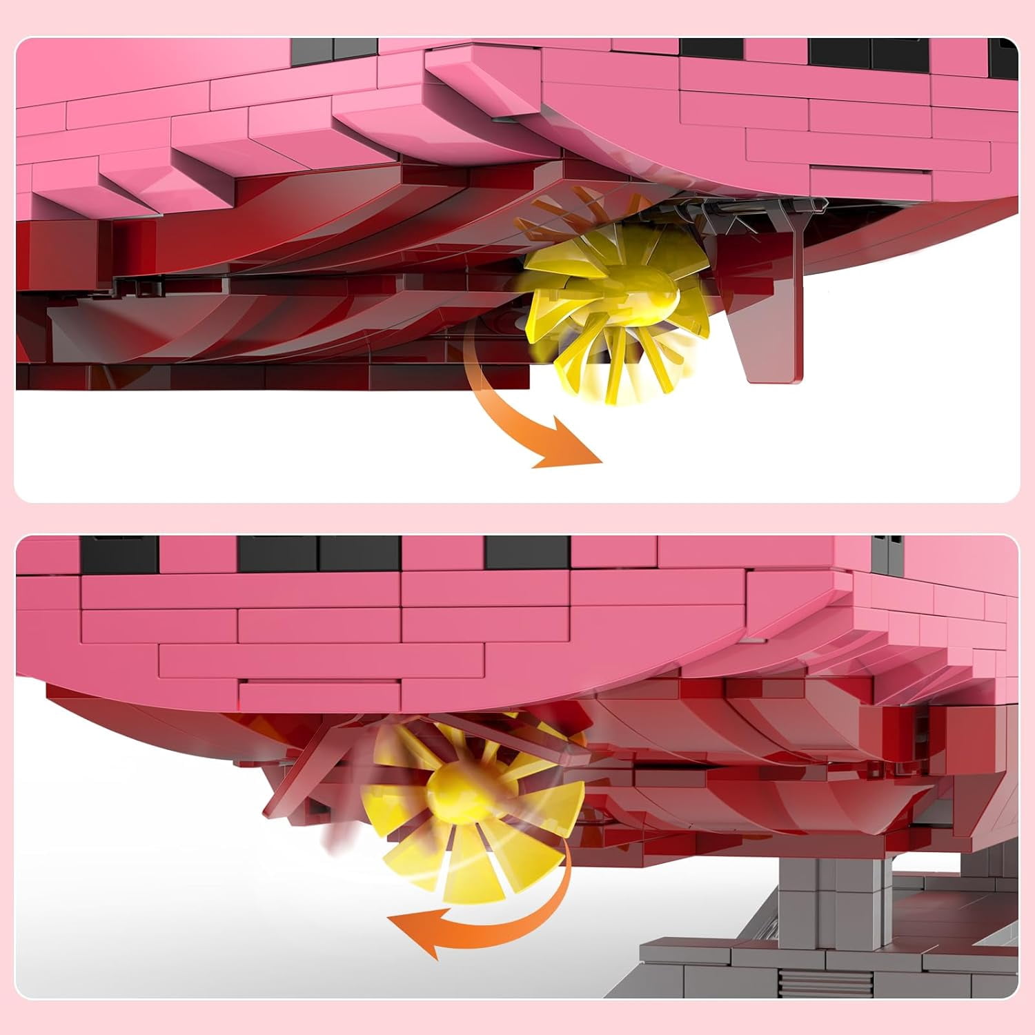 Large Cargo Ship Building Blocks Set with Pink Container, ONE Innovation Vessel Model Kit, City Freight Building Decoration, Shipping Boat Collection, Nautical Enthusiast - 1438PCS