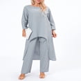 thumbnail image 3 of Women‘s Long Sleeve Irregular Tops Solid Color Pants Loungewear Sets, 3 of 9