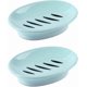 thumbnail image 1 of 2-Pack Soap Dish with Drain Soap Holder Easy Cleaning Soap Saver Dry Stop Mushy Soap Tray for Shower Bathroom Kitchen(Blue), 1 of 4