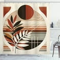 thumbnail image 4 of Ambesonne Monstera Shower Curtain, Abstract Dance of Earthy and Neutral Colors Mid Century Boho Olive Leaves, Cloth Fabric Bathroom Decor Set with Hooks, 69" W x 70" L, Redbrown Dusk Black, 4 of 10