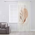 thumbnail image 3 of Beige Geometric Semi Sheer Curtains Drapes for Living Room, Bedroom, French Doors Window 45 Inches Long, Modern Abstract Art Botanical Rod Pocket Chiffon Curtain Drapery Voile Draperies Panel, 3 of 6