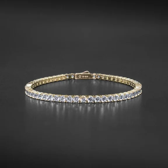 3.50 Ct Lab created Diamond Tennis Bracelet Yellow Gold Plated Sterling Sliver