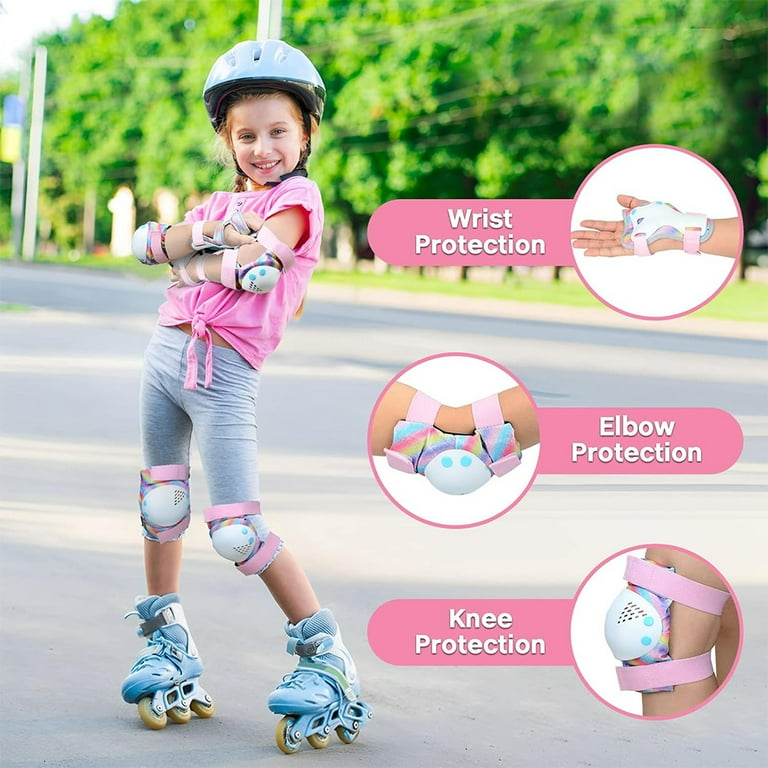 KISPATTI Rainbow Unicorn Kids Knee Pads, Elbow Pads, Wrist