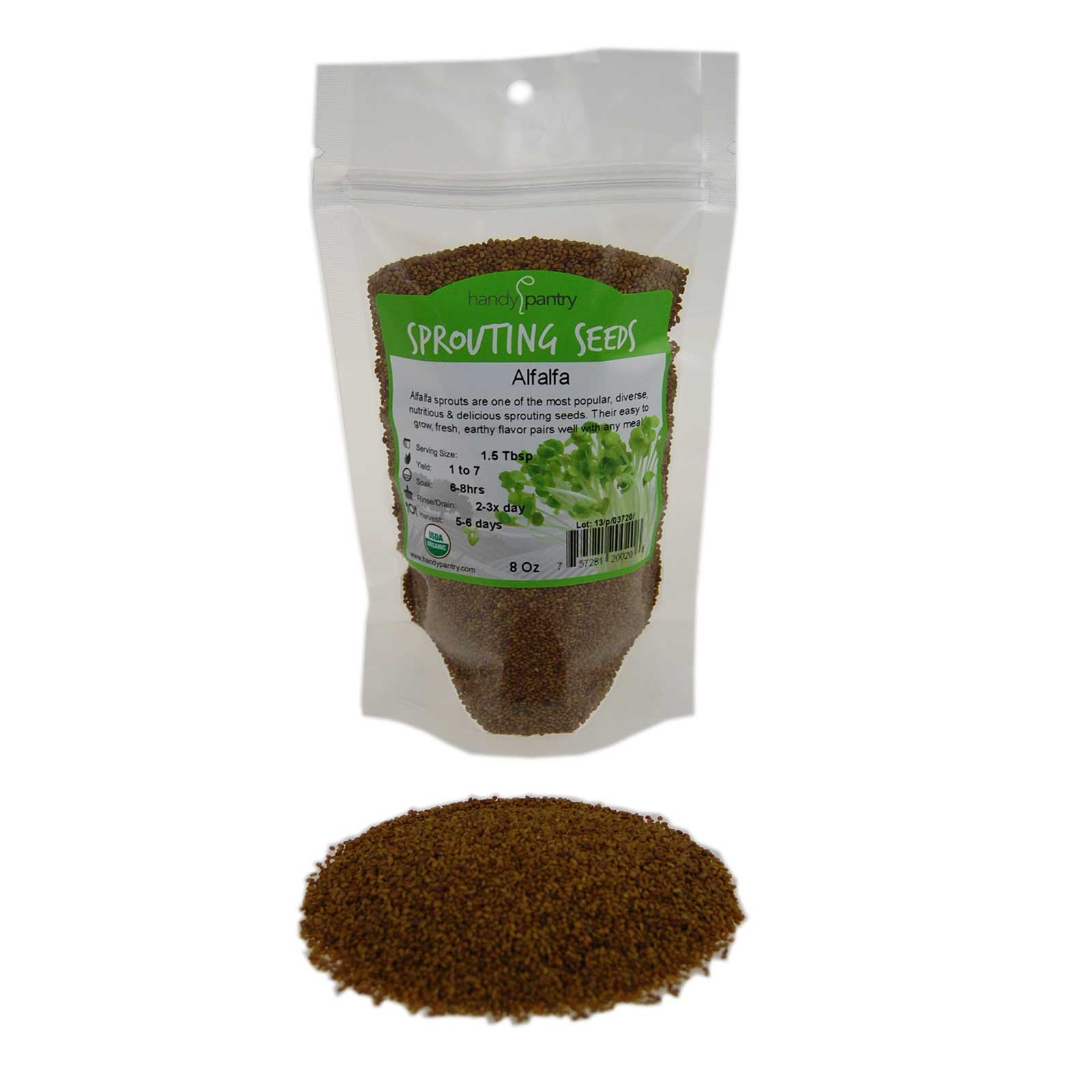 Certified Organic Alfalfa Sprouting Seed 8 Oz Handy Pantry Brand