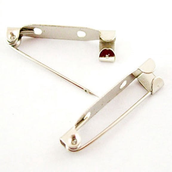 100 pc 2 Holes Iron Brooch Pin Back Safety Catch Bar Pins Mixed color 20x5x5mm Hole: 2mm Pin: 0.5mm