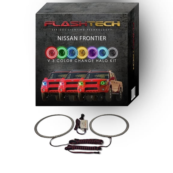 Flashtech RGB Multi Color Changing LED Halo kit for 2001-2004 Nissan Frontier Headlights