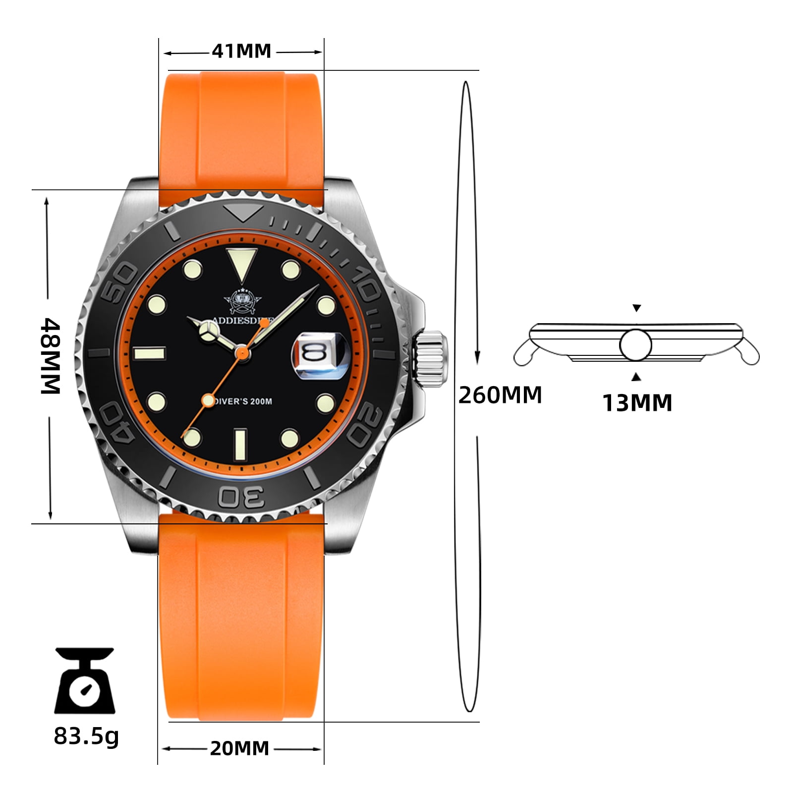 ADDIESDIVE Mens Watches 200M Water Resistant Dive Watch, Japanese Quartz Movement, Ceramic Bezel & Super Luminous Quartz Watches for Men