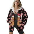 thumbnail image 4 of COEQINE Oversized Long Sleeve Casual Wear Fashion Sweatshirts Y2K Jacket with Pockets Cookies and Candy Black Print Women's Full Zip Up Hoodie Sweater, XS, 4 of 7