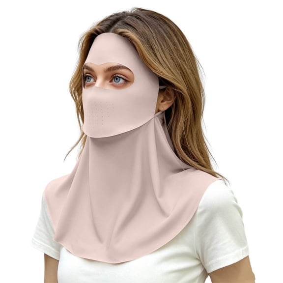 Full Face Sun Mask for Women Breathable UV Protection with Neck Coverage, Summer Outdoor Mask Pink Free size(Free Size)