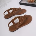 thumbnail image 6 of ShiShine Womens Toe Post Flat Slingback Sandals Floral Embellished Elastic Strap Casual Beach Shoes, 6 of 9