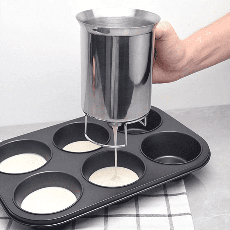 Handheld Stainless Steel Pancake Dough Dispenser Silver Professional Batter  Funnel Dough Modern Kitchen Tool Baking Suitable For Baking Cake Cupcakes