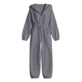 thumbnail image 4 of Edvintorg Casual Jumpsuits for Women Plus Size Fashion Fleece Long Sleeve Hooded Zip up Jumpsuit with Wide Leg Pant One Piece Women's Clothing S-3XL Gray, 4 of 7