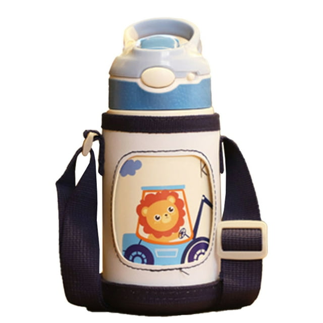 Toddler Flip Top Water Bottle with Cup Set Reusable Plastic Toddler Water Bottle