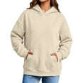 thumbnail image 6 of Oiangi Oversized Hoodie for Women Long Sleeve Pullover Sweatshirts Casual Basic Cozy Pockets Sweatshirt for Fall Winter Beige L, 6 of 6
