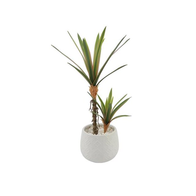 Flora Bunda CS5156E-MTWH Real-touch Yucca Plant Ceramic 5X5X3.75