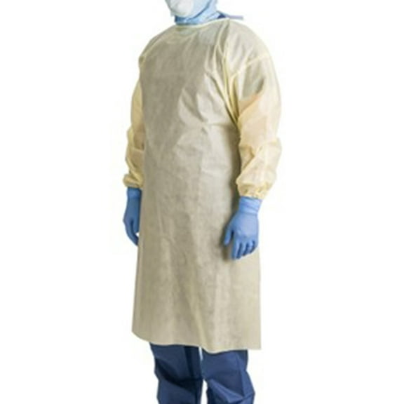 Precept Disposable SMS Protective Procedure Gown Yellow One Size Fits Most 10 per Bag