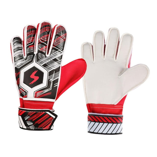 S SERENABLE Gants de Gardien de Soccer Protection des Doigts Gants de Gardien de Soccer Enfants Rouge Taille 9