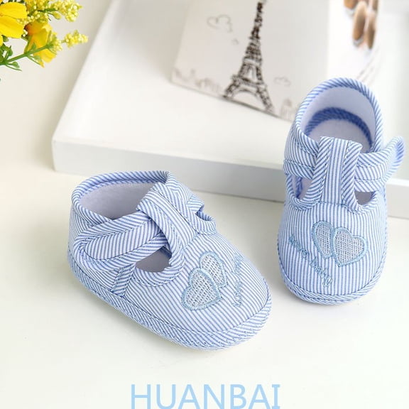 HUANBAI Girl Boy Soft Sole Crib Toddler Shoes Canvas Sneaker ,(3-6 Months Blue) Size ,3