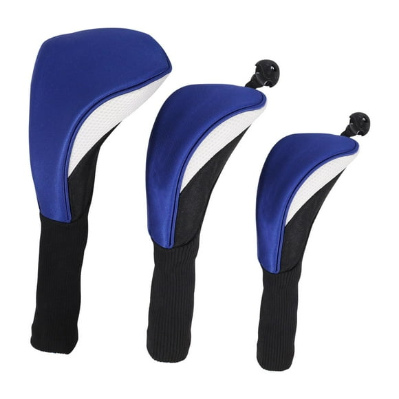 Colaxi 3 Pcs Couvre-Chefs de Golf, Housses de Golf, Manchon Résistant à l'Usure avec Étiquette No Interchangeable pour Terrains de Golf Débutant Bleu Blanc