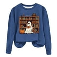 thumbnail image 2 of Inverlee Womens Halloween Sweatshirts Cute Pumpkin Ghost Graphic T-shirt Going Out Round Neck Sweatshirt Long Sleeve Tunic Pullover Tops Halloween Costumes, 2 of 4