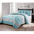 thumbnail image 1 of Fancy Collection 3 Pc Bedspread Bed Cover Over Size New KingCalifornia King Aqua Grey Floral, 1 of 1