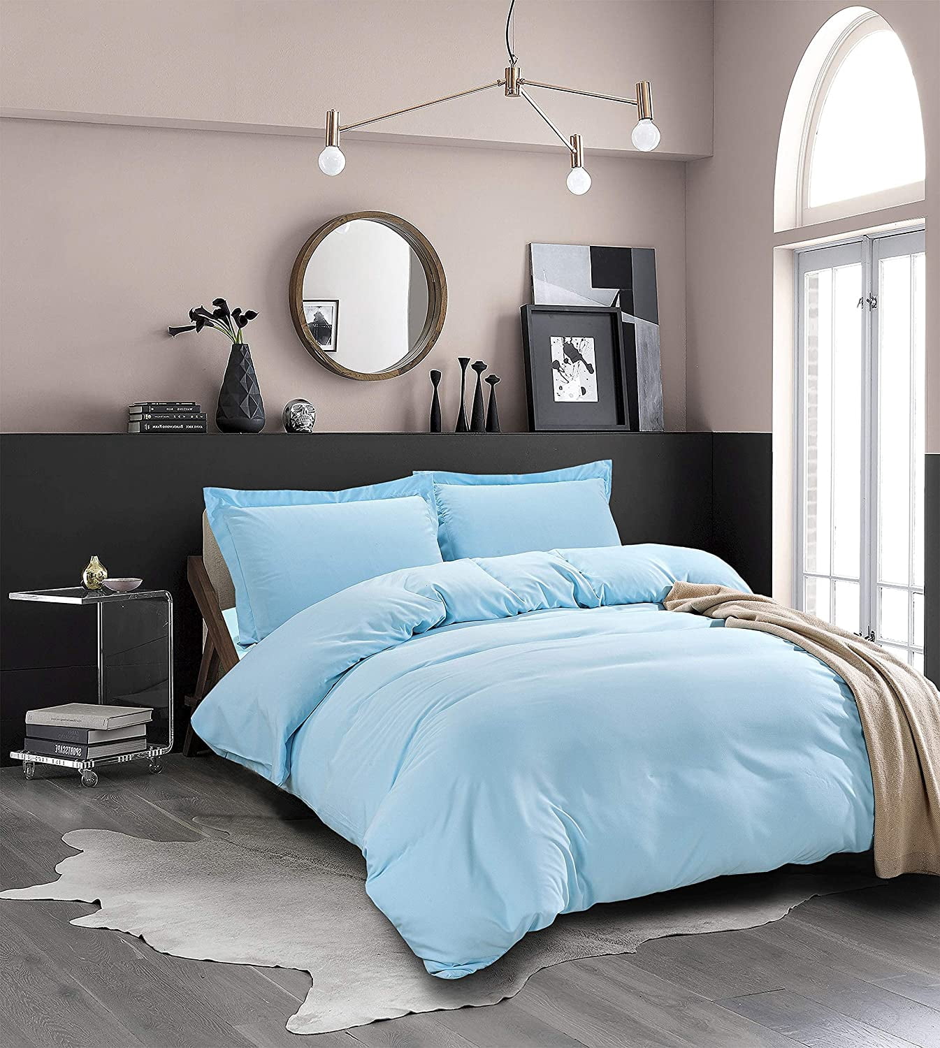 2-Piece Duvet Cover Set, 1800 Thread Count, Button Closure, Solid Color - Cooling, Breathable Material- Wrinkle, Fade, Stain Resistant, Twin/Twin XL, Aqua Blue