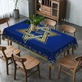 thumbnail image 4 of Rectangular Polyester Hanukkah Tablecloth Jewish Chanukah Star of David Table Decoration Menorah Festival Day Home Kitchen Dining Room Indoor Outdoor Table Decor-60×84inch, 4 of 5