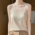 thumbnail image 2 of Feancey Womens Sleeveless Base Layer Top Knit Cotton Casual Spaghetti Strap Cami Tops Solid Color Comfort Pajama Tank Tops Basic Undershirts Beige L, 2 of 6