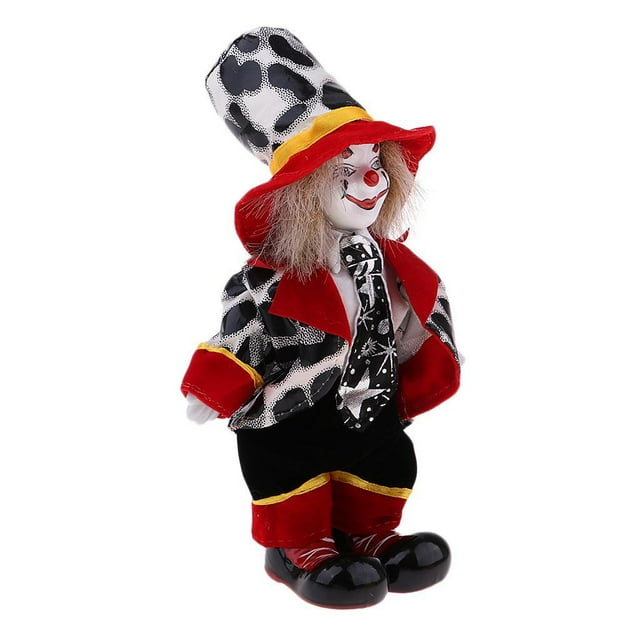 Vogacara Adornos de exhibición de escritorio de casa de muñeca de payaso de muñeca Triangel de porcelana Muñecas y casas de muñecas tipo 4