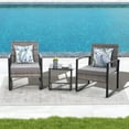 thumbnail image 6 of HYDRAGARDEN 3PCS Patio Furniture Set, Outdoor Wicker Bistro Conversation Set with Padded Cushions & Glass Table, Garden Rattan Chair Set for Porch Balcony Backyard (Plus Brown Wicker & Brown Cushions), 6 of 12
