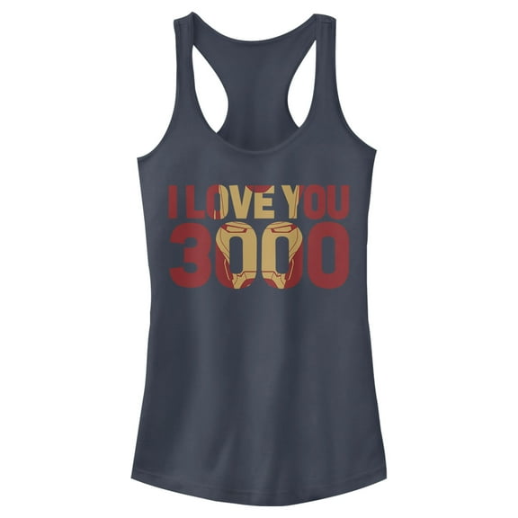 Junior's Marvel Iron Man Forever Love 3000 Racerback Tank Top Indigo X Small
