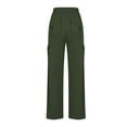 thumbnail image 3 of CLOISE Wide Leg Pants for Women Casual Wide Leg Pants Drawstring Mid Rise Wide Leg Pants Elastic Waist Comfy Palazzo Pants Pull On Palazzo Pants Straight Leg Pants Army Green, 3 of 5