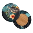 thumbnail image 2 of Renewold Sea Turtle Plumeria Teal Stool Covers Washable Stretch Round Bar Stool Covers Pub Counter Stool Chair Slipcovers for 12-14 Inch Cushion, 2 Pack, 2 of 6