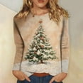 thumbnail image 2 of Womens Christmas Tops Long Sleeve Shirts Print Crew Neck Pullover Casual Street Style Fashion Festive Occasions Fall Clothes For Women Tees Blouses, 2 of 5