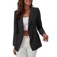 thumbnail image 3 of Female'S Solid Color Long Sleeve Cardigan Casual Long Sleeve Open Front Suit Jacket Black S, 3 of 8