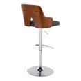 thumbnail image 4 of Stella Contemporary Adjustable Barstool Stool with Swivel in Chrome Metal, Walnut Wood and Charcoal Fabric with Rounded "T" Footrest by LumiSource - Set of 2, 4 of 4