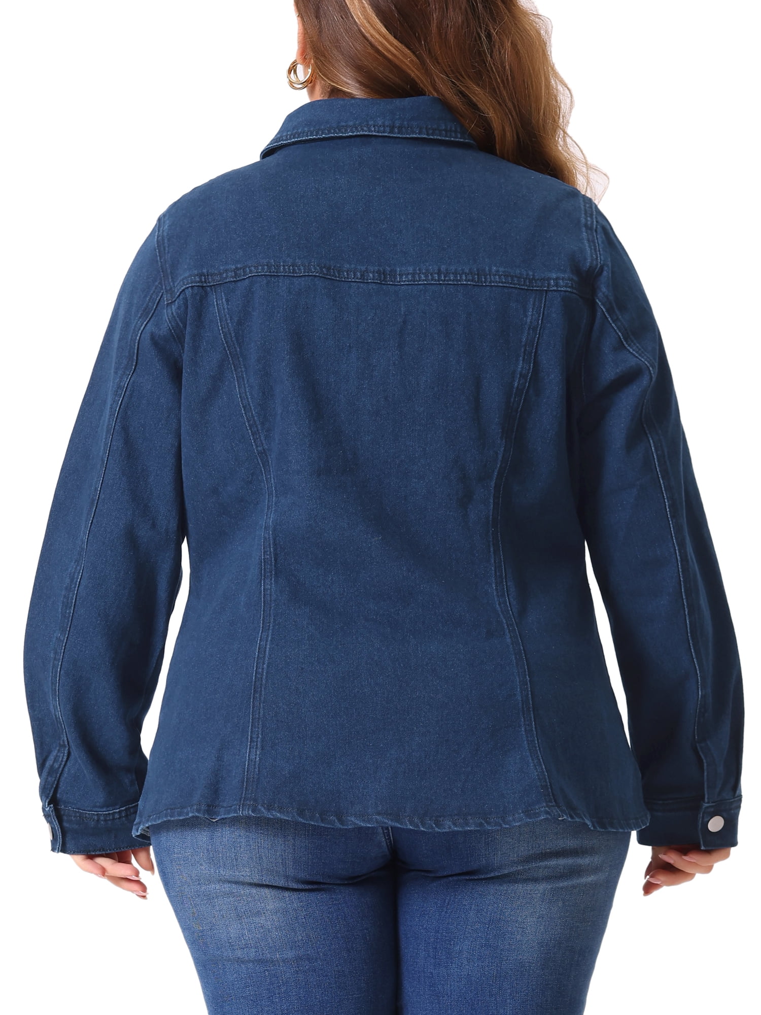 DARING DIVA Women's Plus Size Classic Button Down Denim Jackets 1X Black Blue