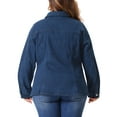 thumbnail image 4 of DARING DIVA Women's Plus Size Classic Button Down Denim Jackets 1X Black Blue, 4 of 6