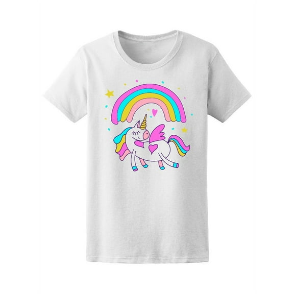 Cute Magical Colorful Unicorn T-Shirt Women -Image by Shutterstock, Female Medium