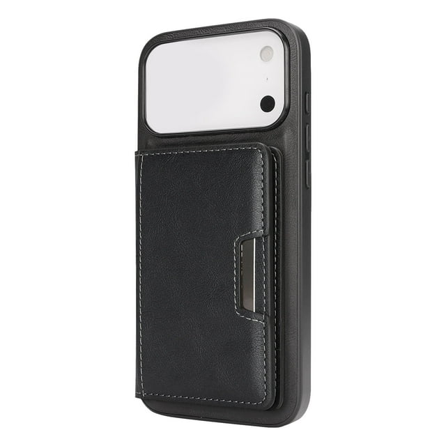 Con tarjetero plegable y soporte para iPhone ProMax. Cartera para teléfono con ranuras para tarjetas. Funda de cuero desmontable. Compatible con carga inalámbrica.