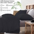 thumbnail image 5 of 1 Pcs Duvet Cover 100% Egyptian Cotton 1000 Thread Count with Zipper Closure & Corner Ties - Oversized Queen Size (98" x 98") Inch, Black Solid, 5 of 5