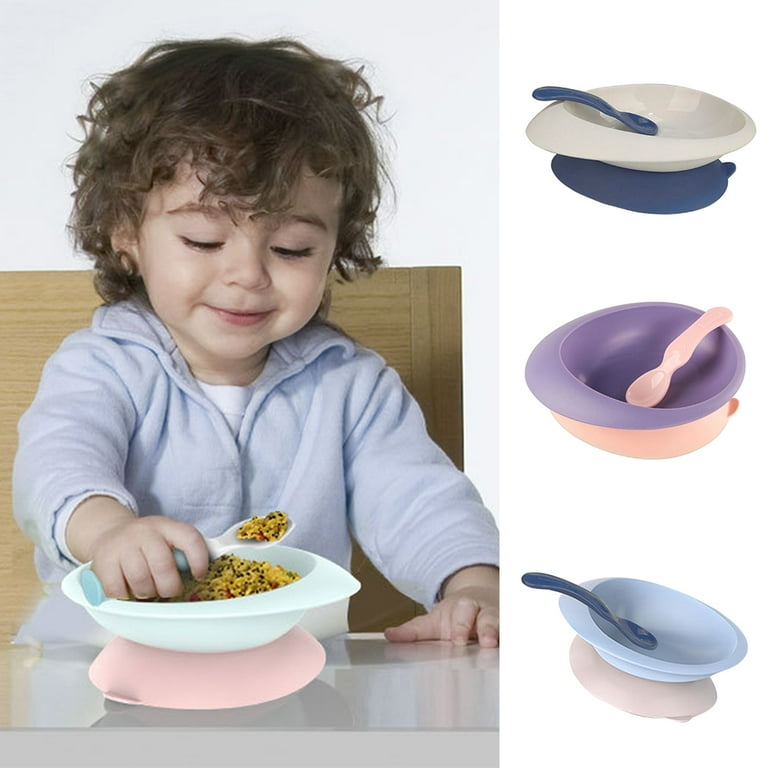 Silicone Baby Bowls with Spoon, 2PCS Baby Feeding Set Suction Bowls for  Kids Toddlers -BPA Free-Baby Dishes Utensils 
