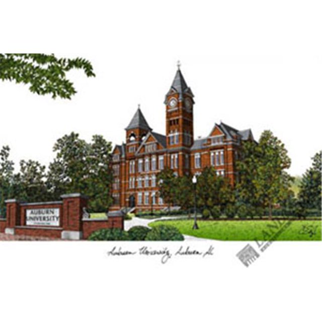Auburn University Campus Images Lithograph Print
